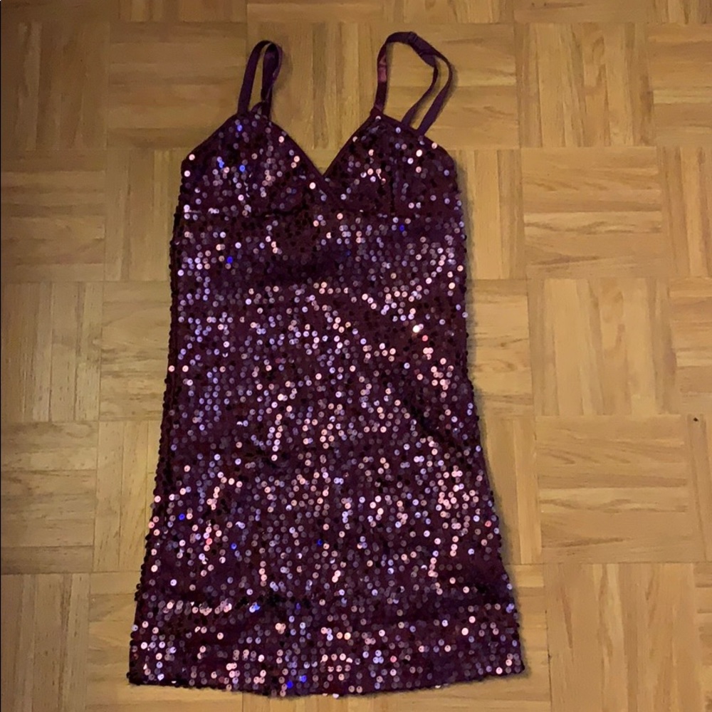Purple sequin mini dress